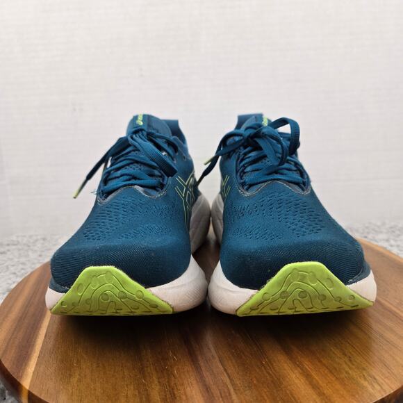 Asics Womens 9 Gel-Nimbus 25 Ink Teal Lime Green Athletic Gym Road Running Shoe - Picture 4 of 12